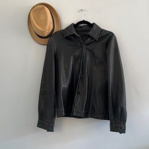 Black Leather Shirt Jacket